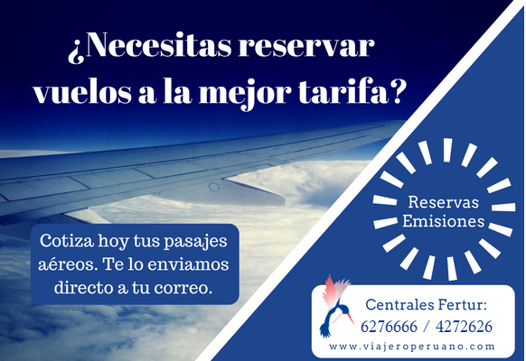 Comprar boletos aéreos a precios baratos con la agencia de viajes Fertur Perú Travel